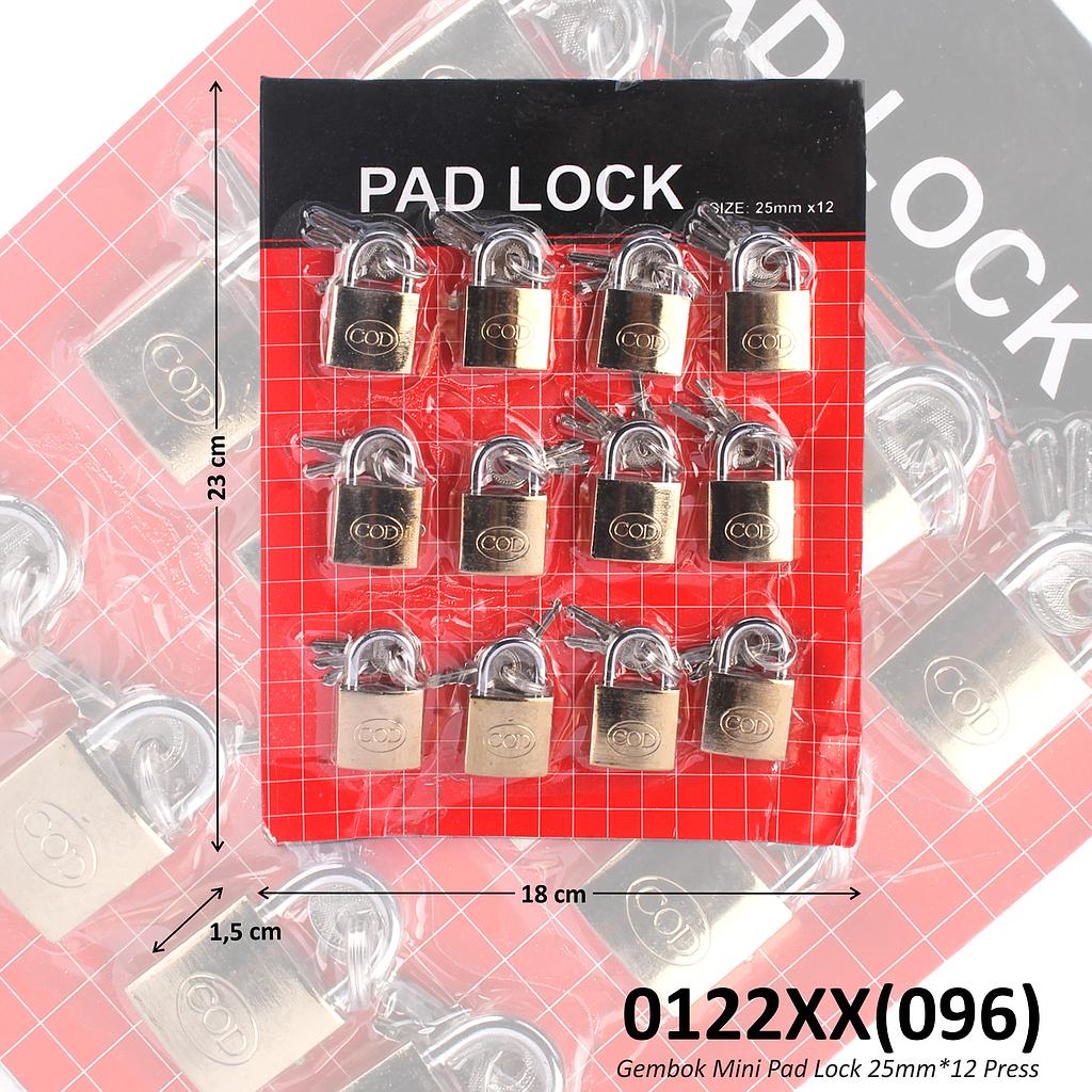 Gembok Mini Pad 25 mm 12 Pcs Pad Lock Press @30