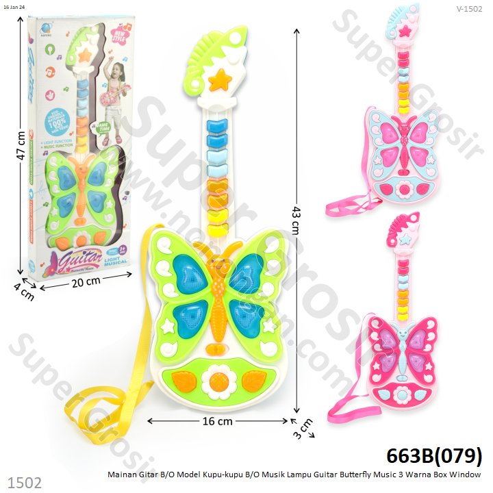 Gitar Piano Bentuk Kupu-kupu B/O Musik Suara Lampu Guitar Butterfly Box Window