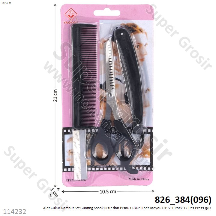 Alat Cukur Rambut Set Gunting Sasak Sisir dan Pisau Cukur Lipat Yaoyou 0197 1 Pack 12 Pcs Press @0