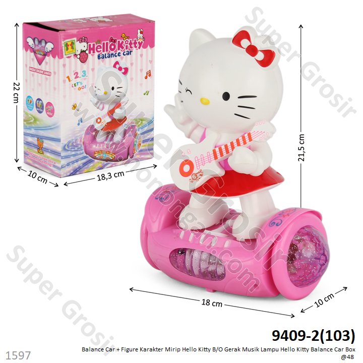 Figure Hello Kitty Balance Car B/O Jalan Musik Lampu Hello Kitty Balance Car Box @48