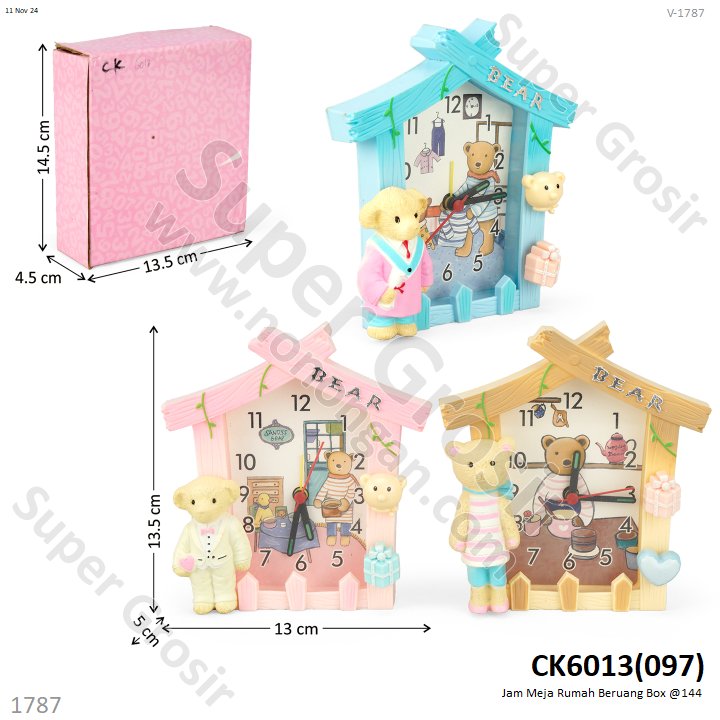 Jam Meja Rumah Beruang Box @144