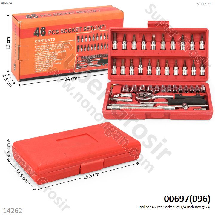 Kunci Scoket Set 46 Pcs (1/4&quot;) Box @24
