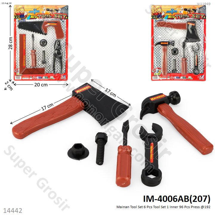 Mainan Tool Set 6 Pcs Tool Set 1 Inner 96 Pcs Press @192