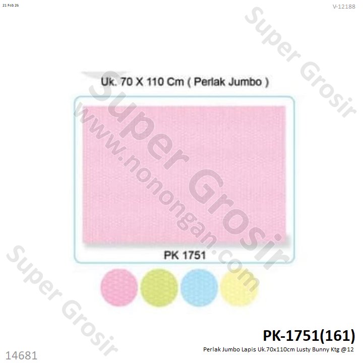 Perlak Jumbo Lapis Uk.70x110cm Lusty Bunny Ktg @12