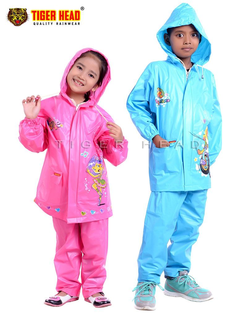 Jas Hujan Setelan Jaket Celana Anak Boy &amp; Girl Tiger Head @120