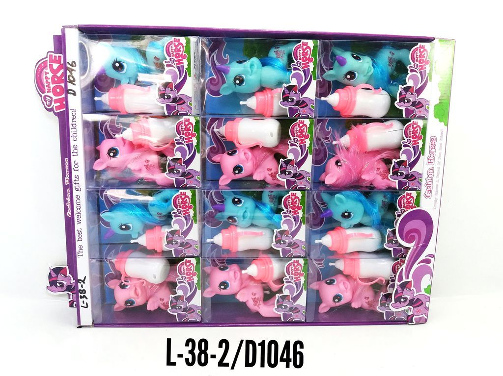 Figure Kuda Poni dan Botol Susu D1046 B/O Happy Horse 1 Box 12 Pcs Box Mika @132