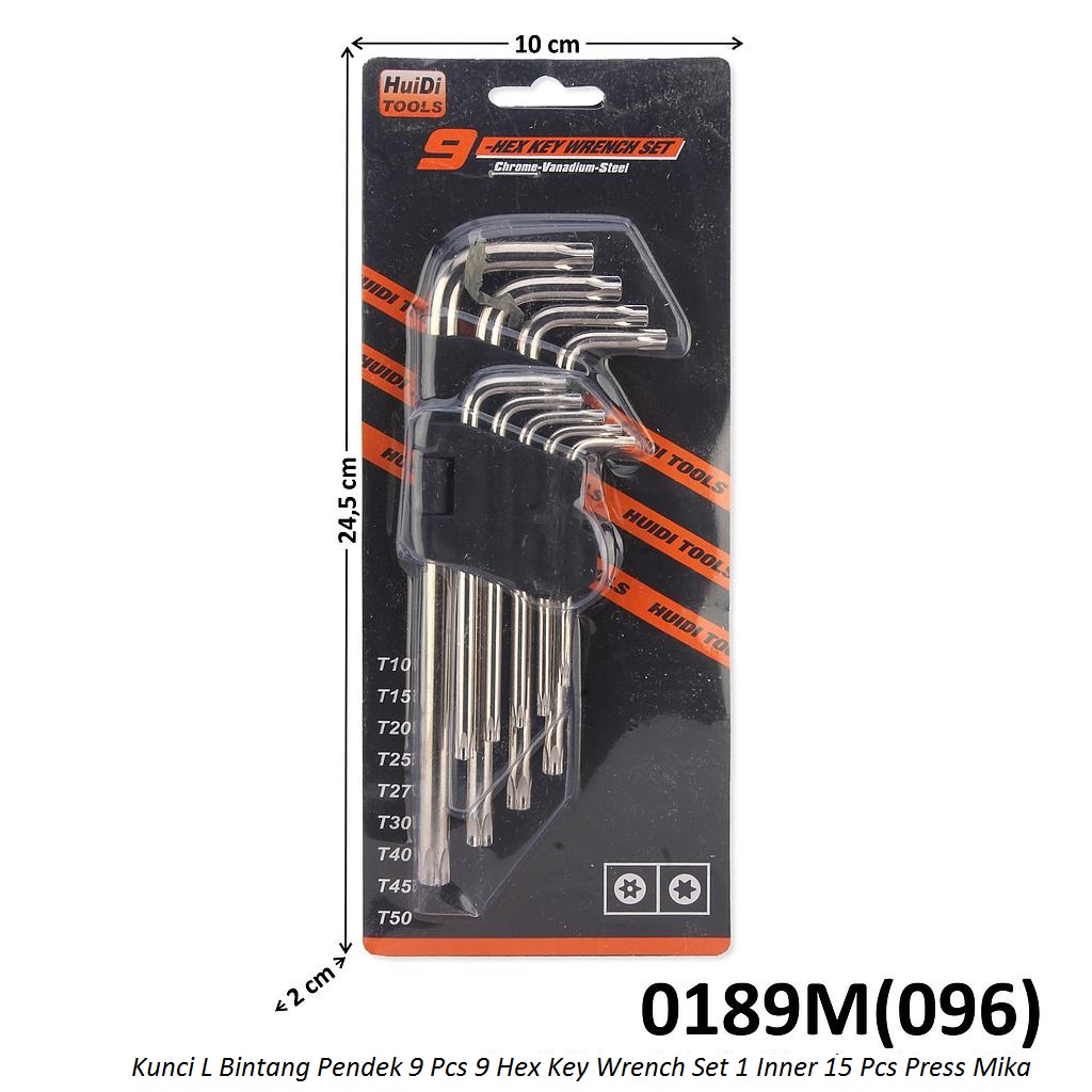 Kunci L Bintang (Torx Key) 9 Pcs Pendek 9 Hex Key Wrench Set 1 Inner 15 Pcs Press Mika @60