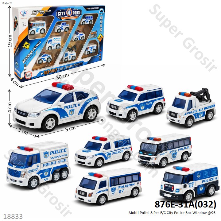 Mobil Polisi 8 Pcs F/C City Police Box Window @96