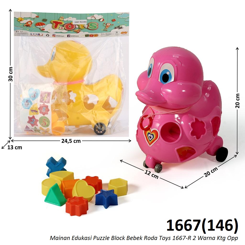 Puzzle Block Bebek Roda Toys 1667-R 2 Warna Ktg Opp @66