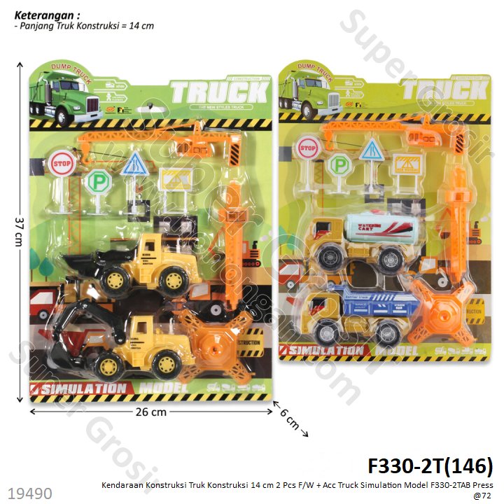 Truk Konstruksi Set 14 cm 2 Pcs F/W + Acc Truck Simulation Model 2 Model Kendaraan Konstruksi Press @72