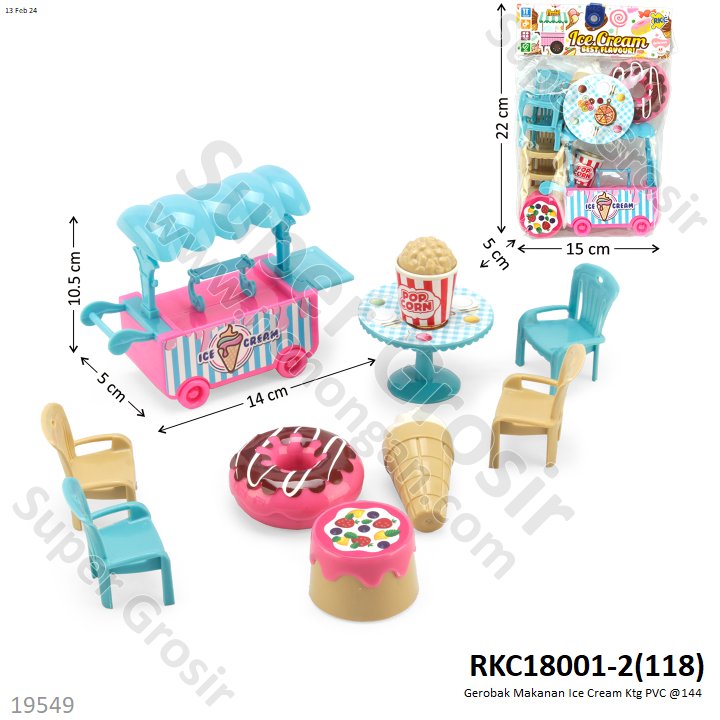 Kedai Makanan Gerobak Es Krim Set Meja Makan Ktg PVC @144