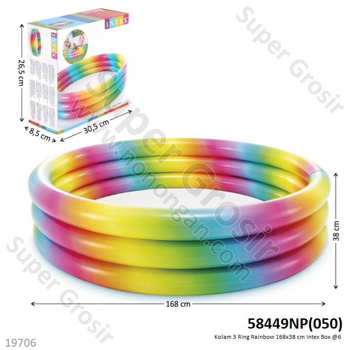 Kolam Renang Anak Intex 3 Ring Pelangi 168x38 cm Box @6