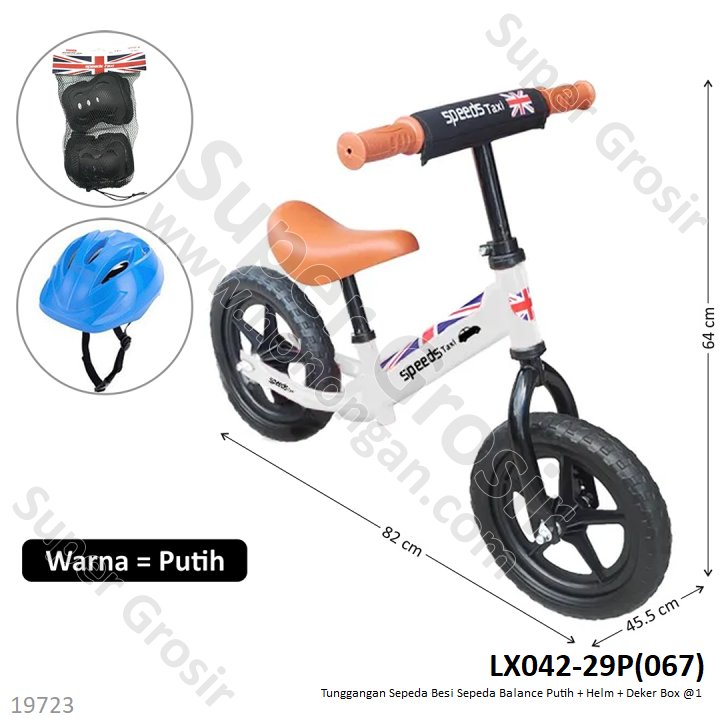 Tunggangan Sepeda Besi Balance Putih + Helm dan Deker Box @1