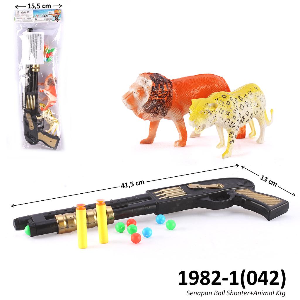 Senapan Peluru Gabus Shotgun 2 in 1 + Peluru Pingpong + Animal 2 Pcs Ball Shooter Ktg @240