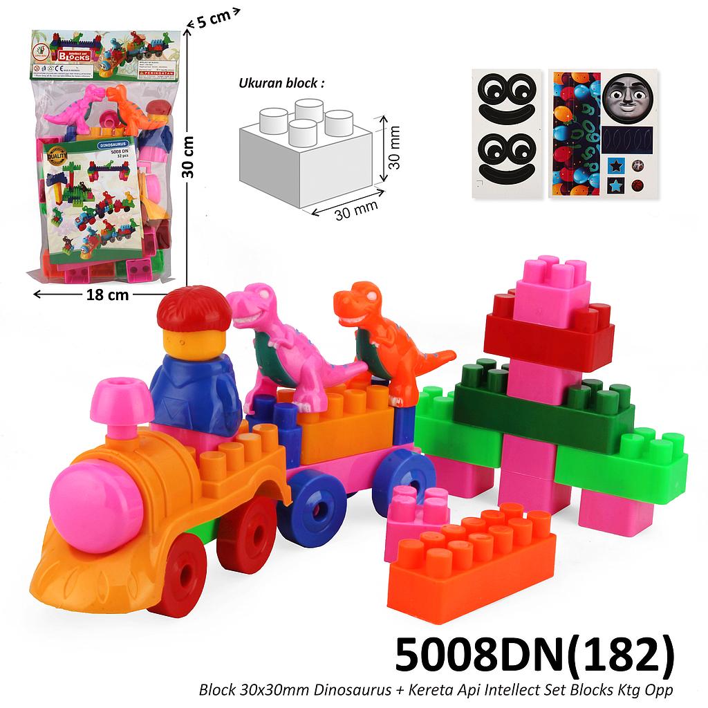 Block 30x30mm Kereta Api dan Dinosaurus Intellect Set Blocks Ktg Opp @80