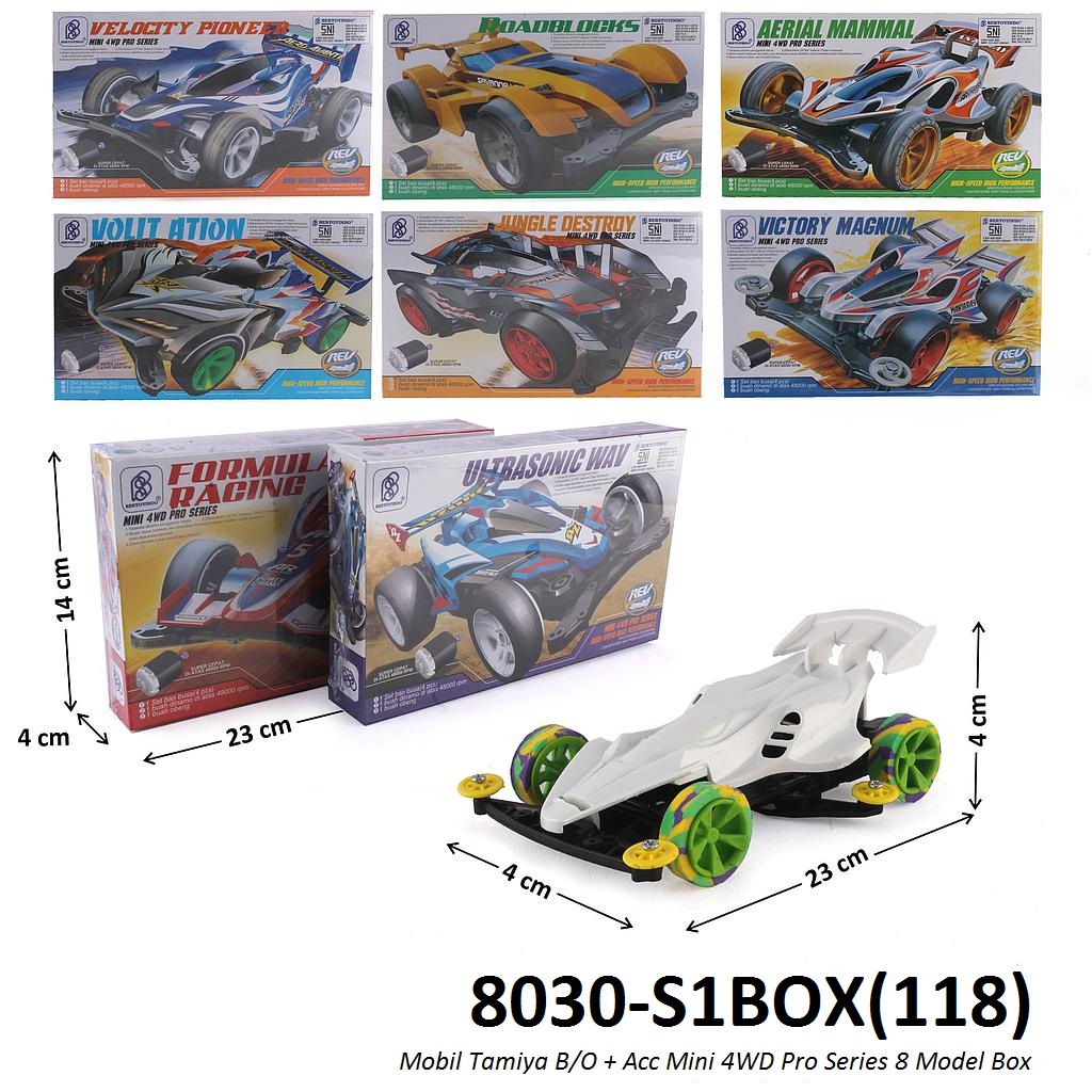 Mobil Tamiya B/O + Acc Mini 4WD Pro Series 8 Model Box @144