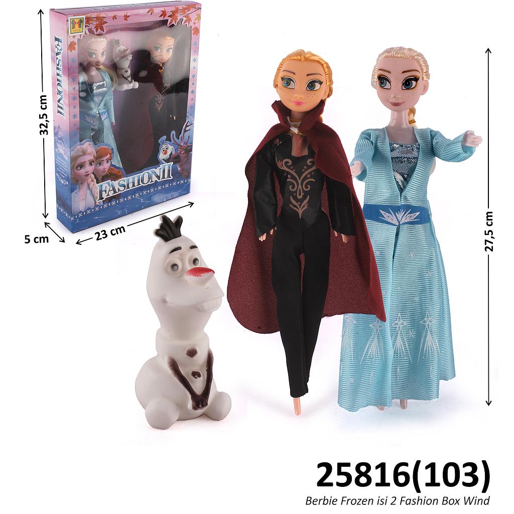 Boneka Barbie Karakter Frozen 2 Pcs + Snowman Fashion II Box Window @48