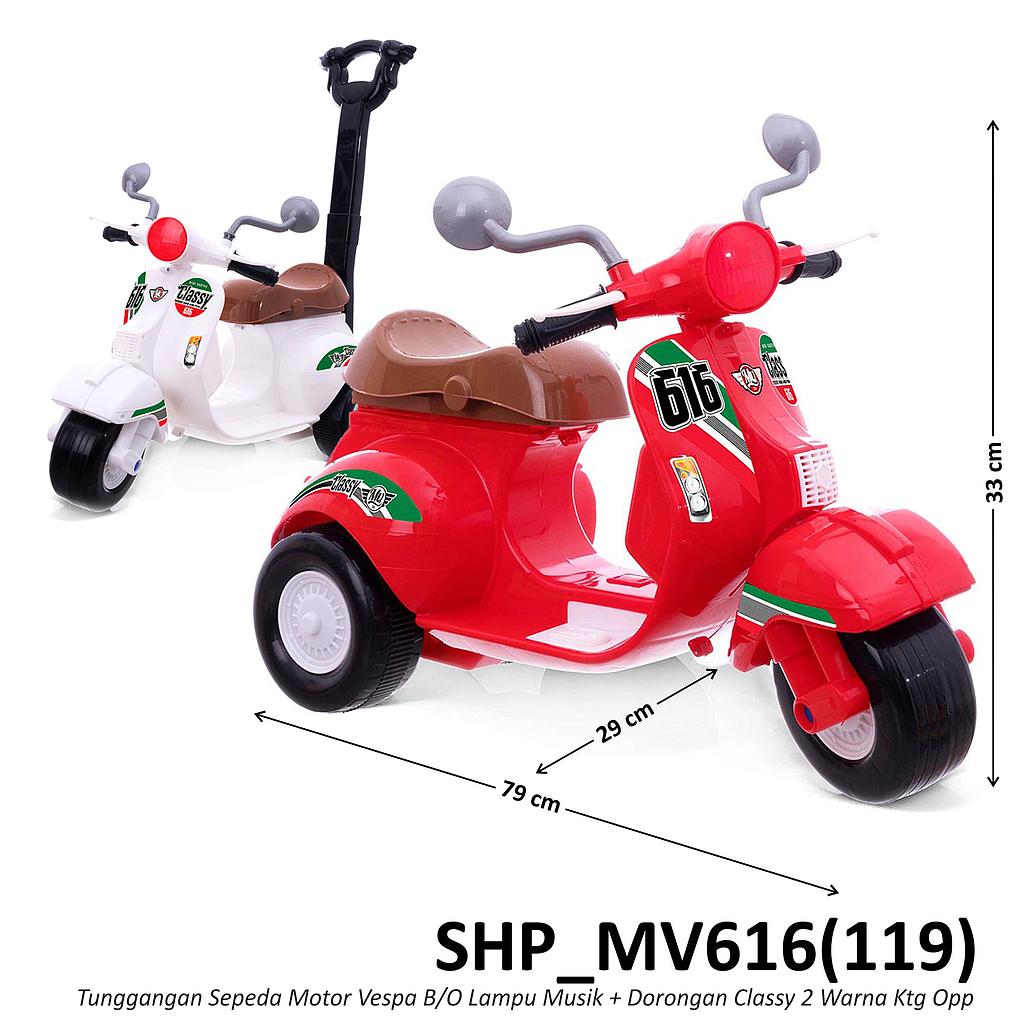 Tunggangan Motor Vespa B/O Musik Lampu + Dorongan Classy 2 Warna Ktg Opp @4