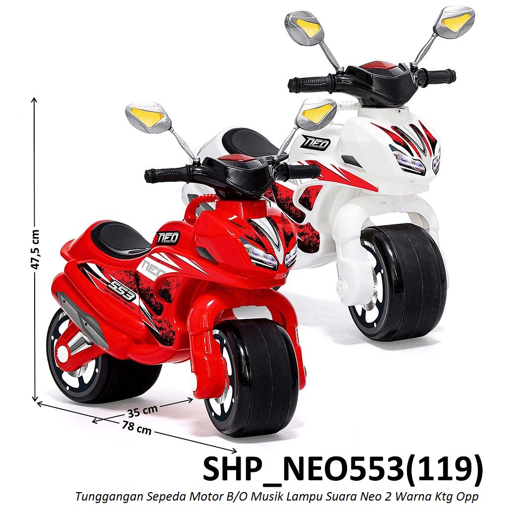 Tunggangan Sepeda Motor B/O Musik Lampu Suara Neo 2 Warna Ktg Opp @4