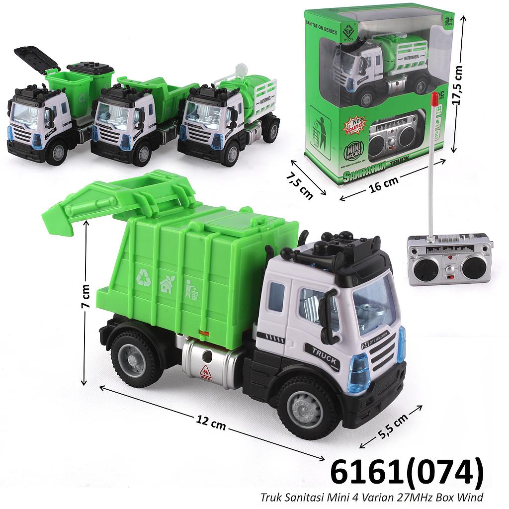 R/C Truk Sanitasi 1:43 Lampu Suara Sanitation Truck 27 Mhz 4 Chanel 4 Model Box Window @72