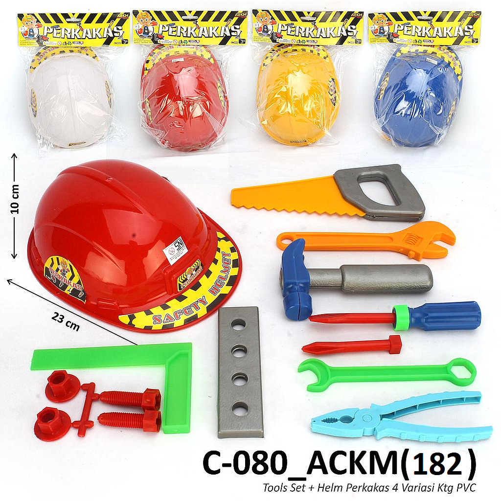 Mainan Tool Set + Helm Perkakas Ktg PVC @60