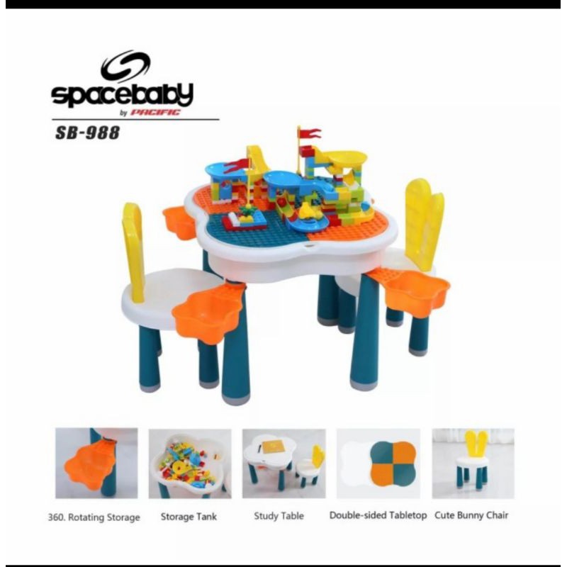 Meja Block + Kursi + Block Table Multifunction 6 in 1 Box @5