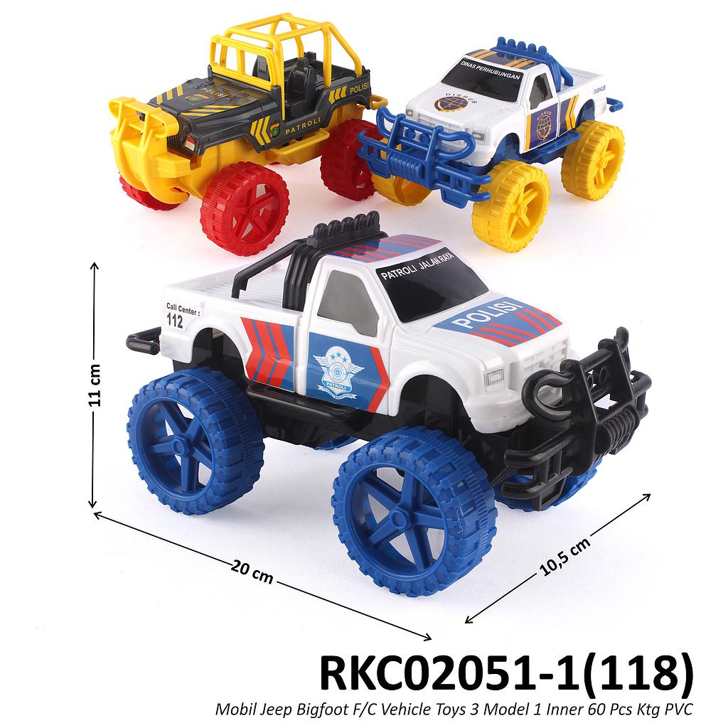Mobil Jeep Big Foot F/C Vehicle Toys 3 Model 1 Inner 60 Pcs Ktg PVC @120
