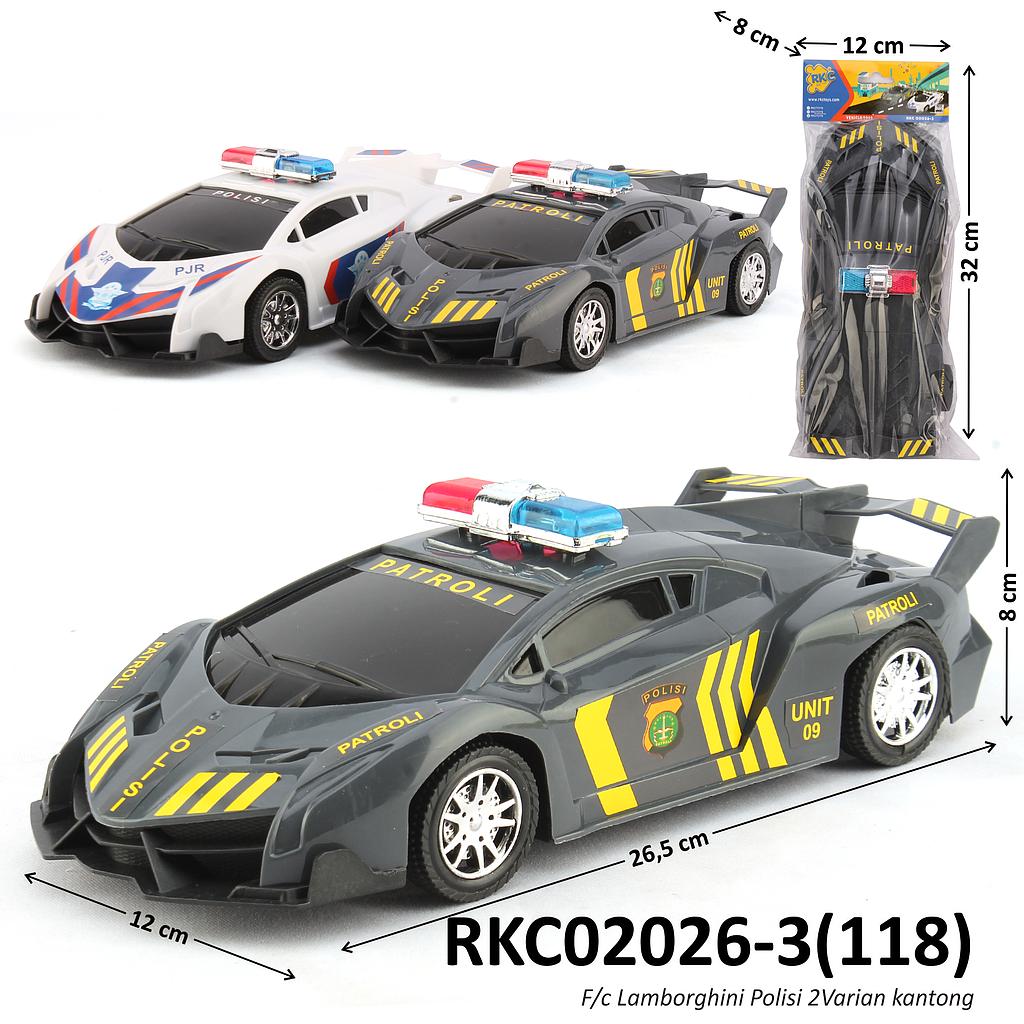 Mobil Lamborghini Polisi F/C Patroli / PJR 2 Warna 1 Inner 60 Pcs Ktg PVC @120