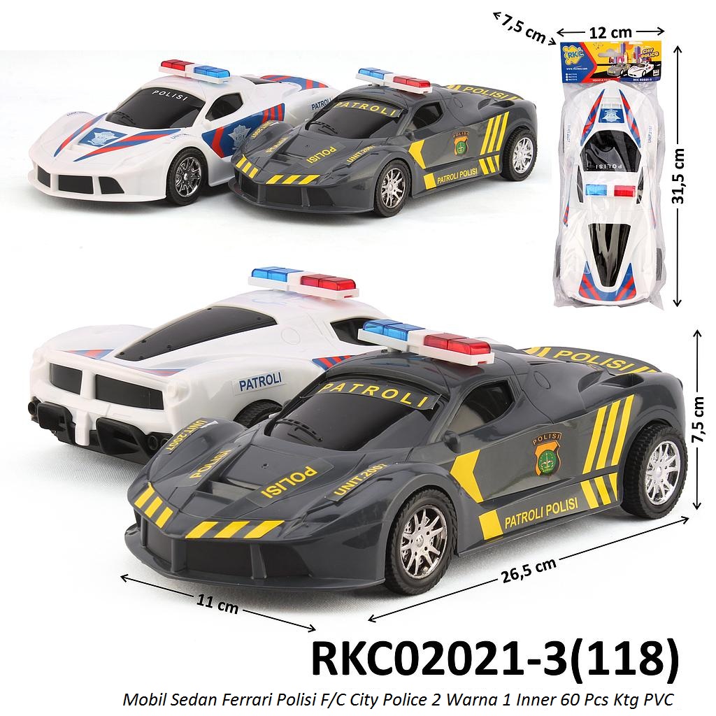 Mobil Sedan Ferrari Polisi F/C 27 cm City Police 1 Inner 60 Pcs Ktg PVC @120