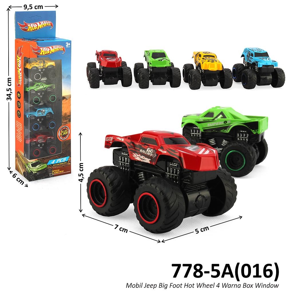 Diecast Monster Trucks 4 Pcs Jeep Big Foot Hot Wheel Box Window @144