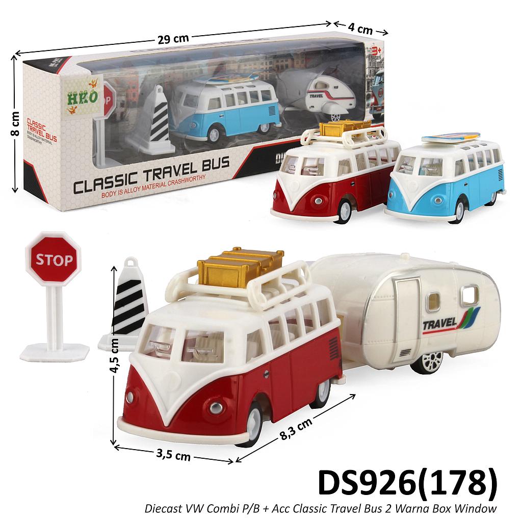 Diecast VW Combi P/B + Acc Classic Travel Bus 2 Warna Box Window @144