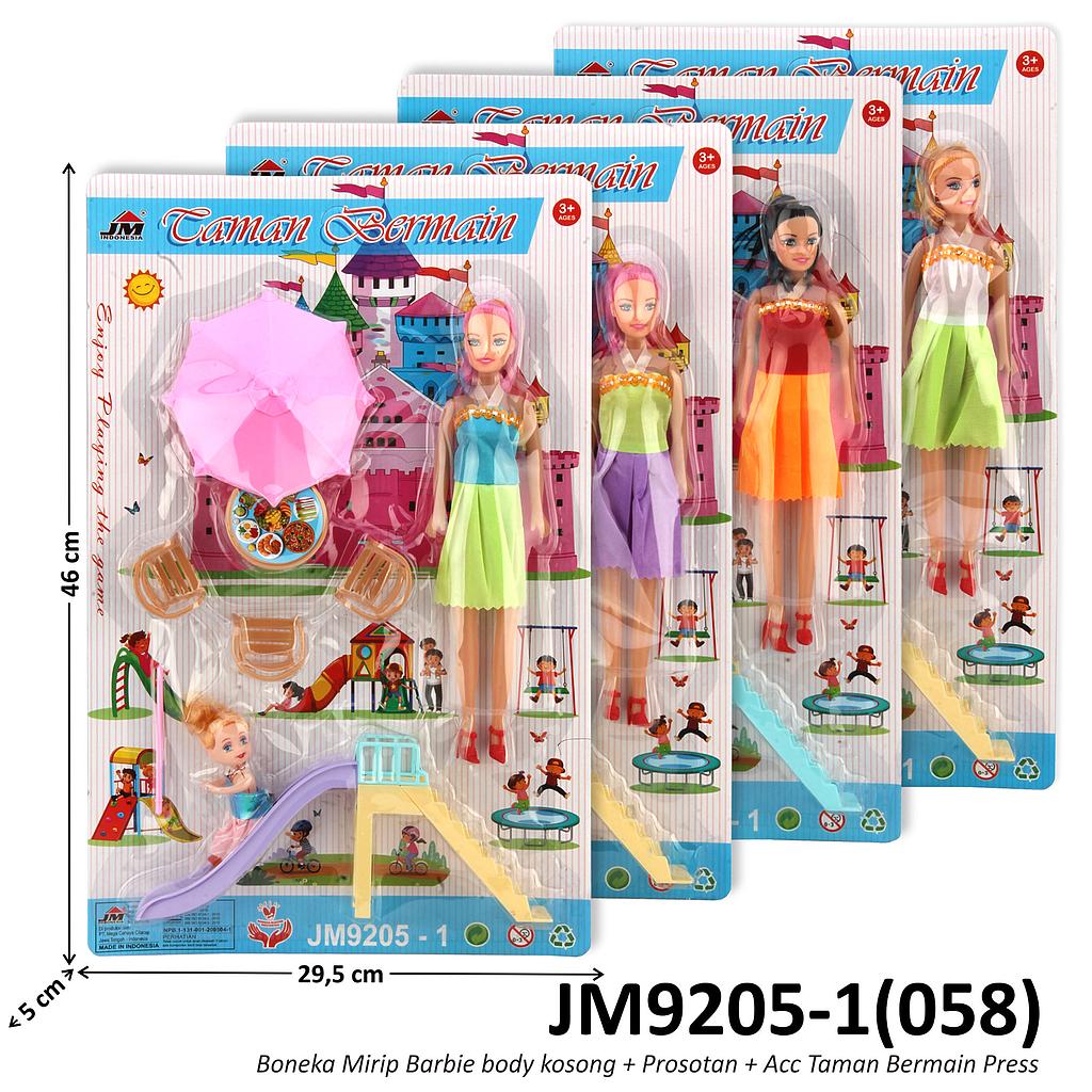 Boneka Barbie Set Taman Bermain Perosotan dan Kursi Taman Press @84
