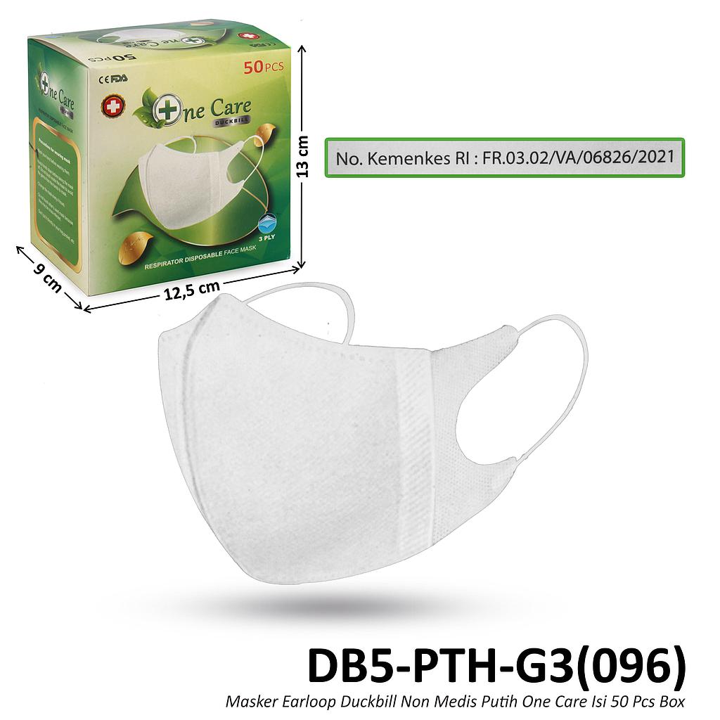 Masker Duckbill Earloop 50 Pcs Putih One Care ODP-001 Non Medis Box @72