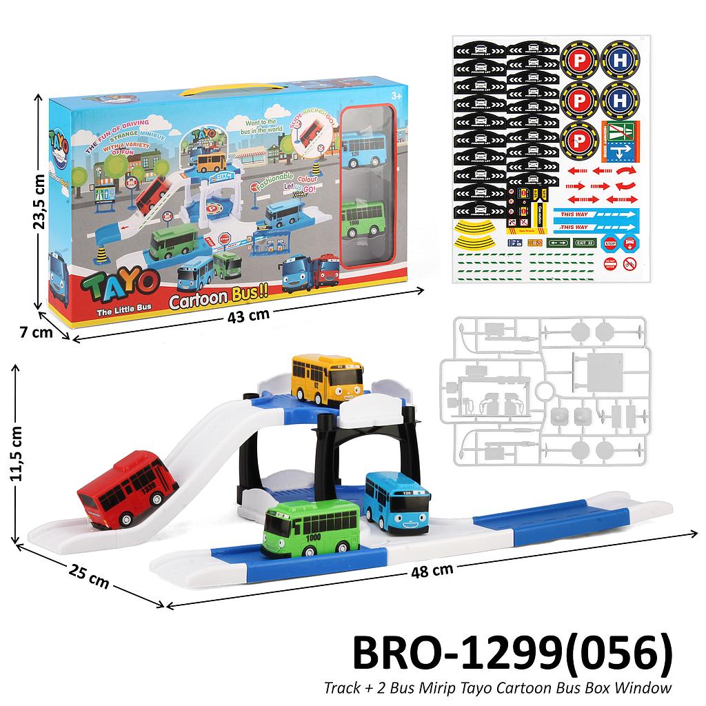 Parking Lot Track Bus Tayo 2 Pcs P/B Cartoon Bus 1 Inner 18 Pcs Box Window @36