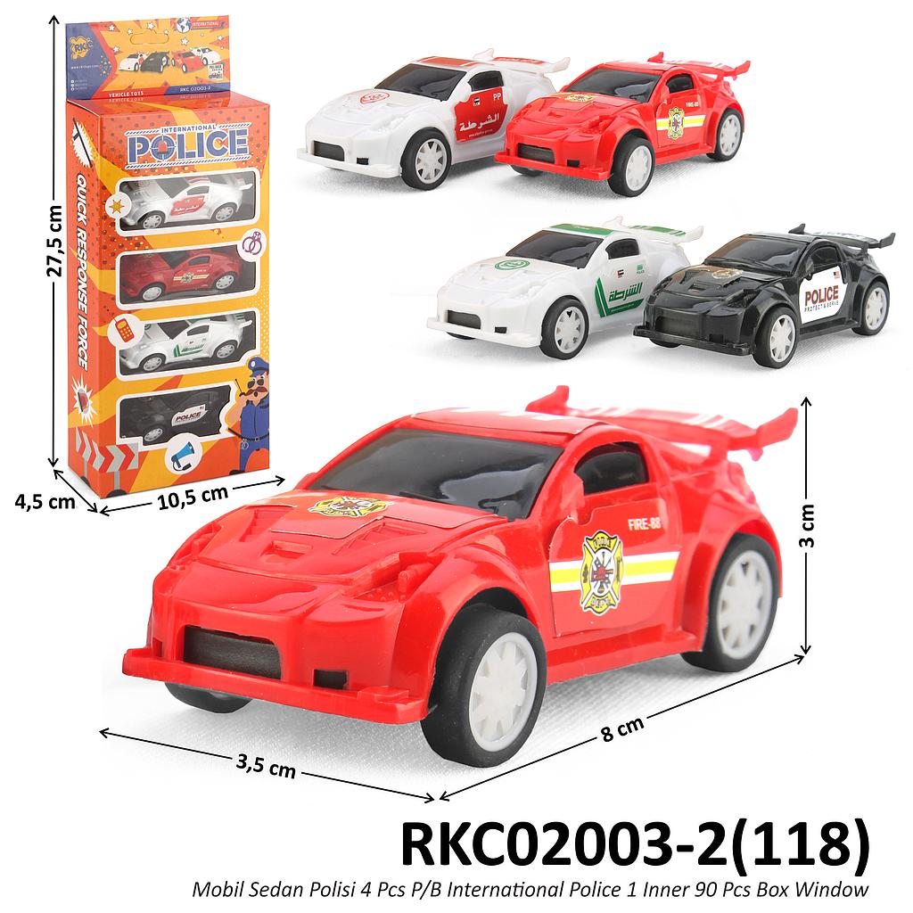 Mobil Sedan Polisi 4 Pcs P/B International Police 1 Inner 90 Pcs Box Window @180