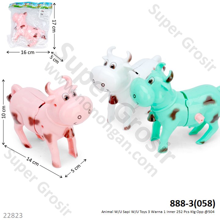 Mainan Putar Hewan Sapi W/U Toys 1 Pack 6 Pcs 1 Inner 252 Pcs Ktg Opp @504