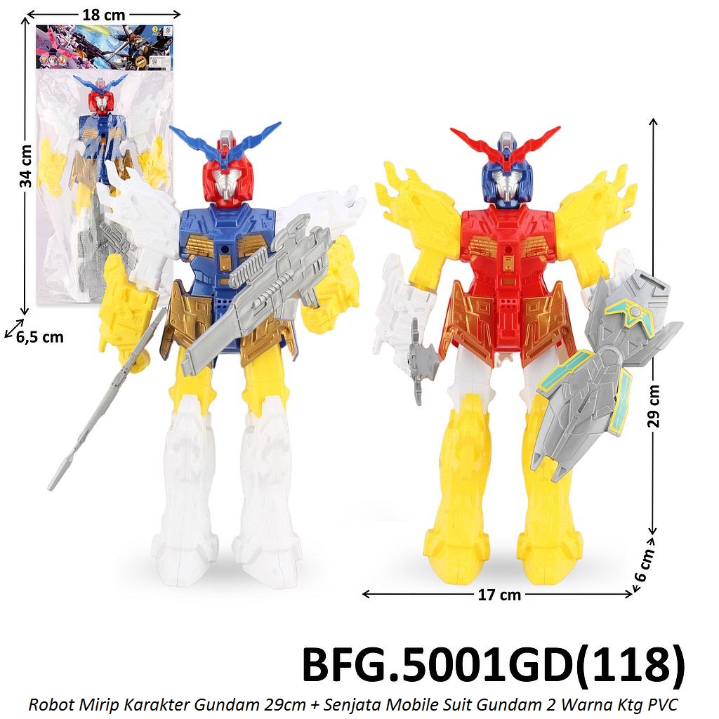 Robot Gundam 29 cm Set Senjata dan Tameng Mobile Suit Gundam 2 Warna Ktg PVC @108