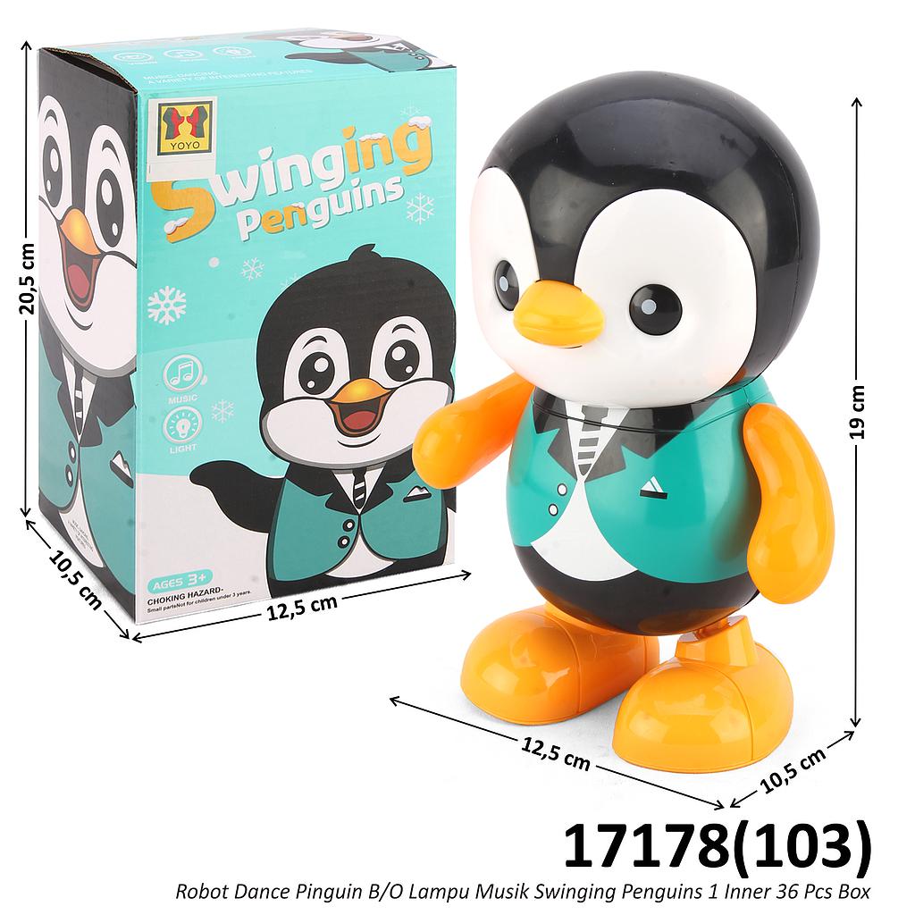 Robot Dance Pinguin B/O Musik Lampu Swinging Penguins 1 Inner 36 Pcs Box @72