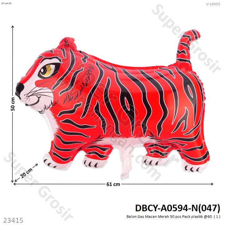 Balon Gas Macan Merah 50 pcs Pack plastik @60