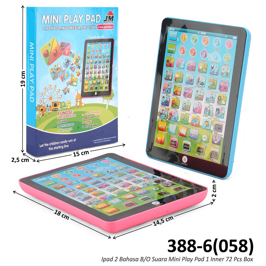 Mainan Edukasi Ipad 2 Bahasa B/O Suara Mini Play Pad X023-20C 1 Inner 72 Pcs Box @144