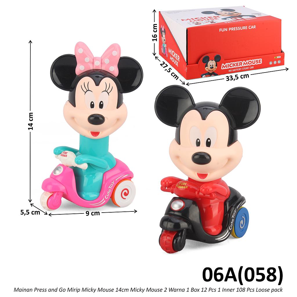 Press and Go Sepeda Motor Vespa Mickey Mouse P/G 14 cm Micker Mouse 2 Karakter 1 Box 12 Pcs 1 Inner 108 Pcs Loose pack @216
