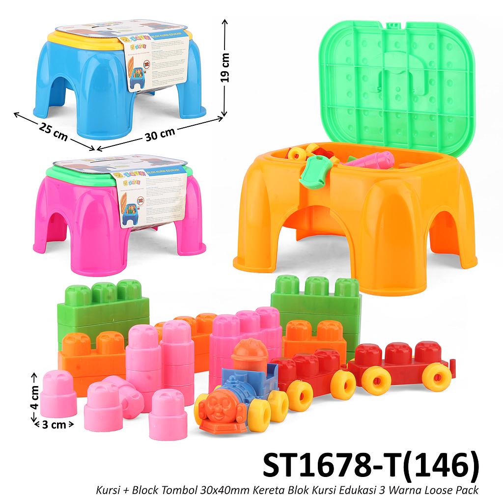 Block Koper 2 in 1 Kursi Kereta 30x40mm Blok Kursi Edukasi 3 Warna Loose Pack @12