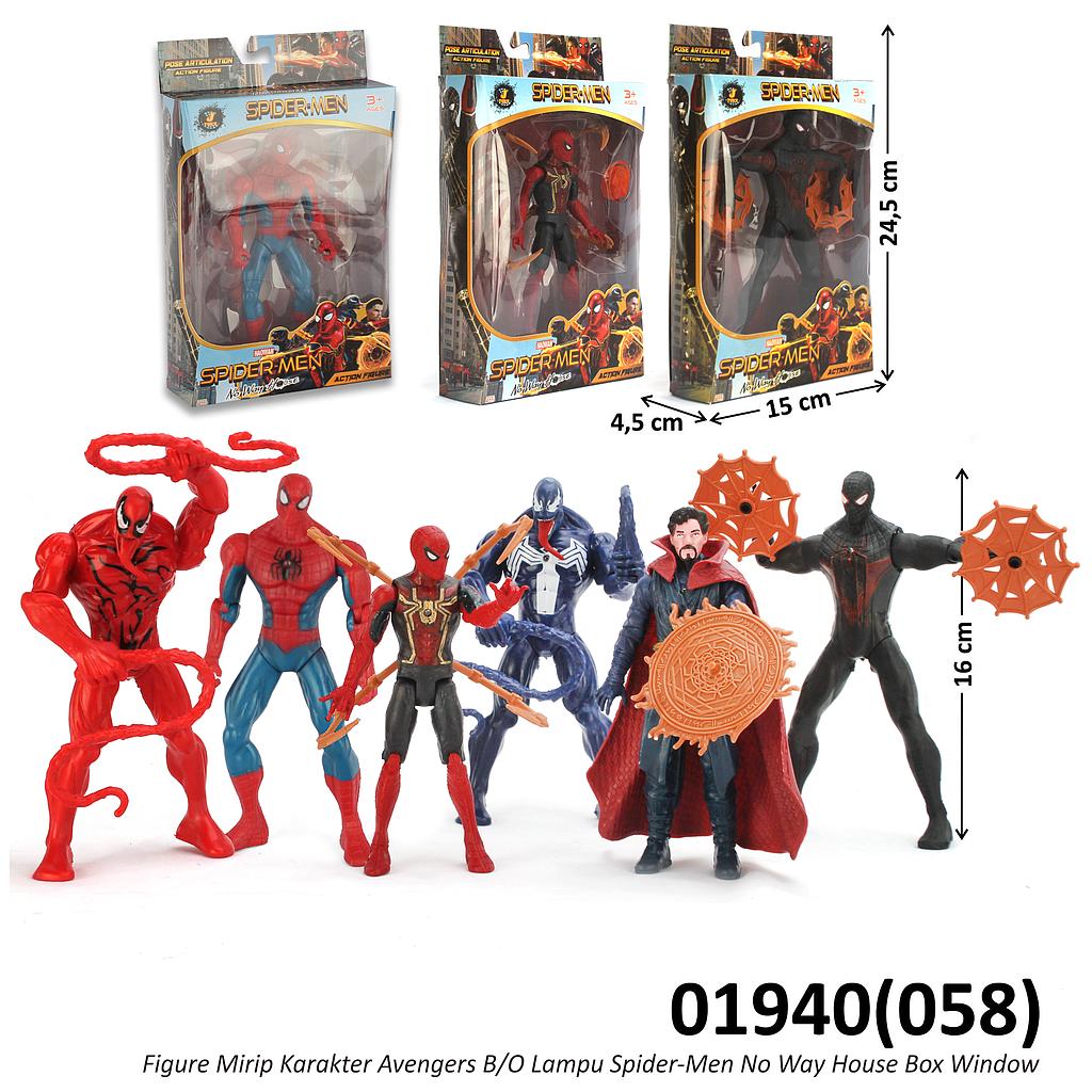 Action Figure Avengers 16 cm B/O Lampu Spider-Men No Way House Box Window @144