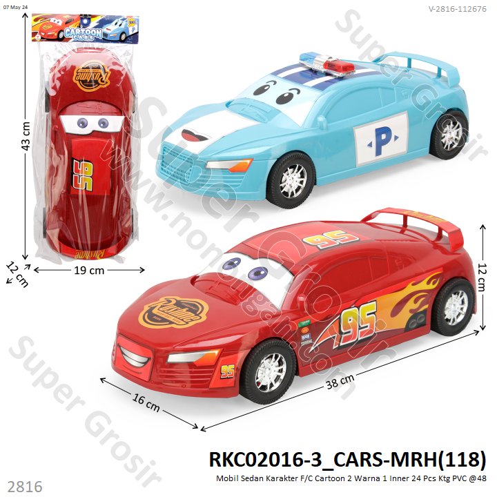 Mobil Sedan Karakter F/C Cartoon 1 Inner 24 Pcs Ktg PVC @48