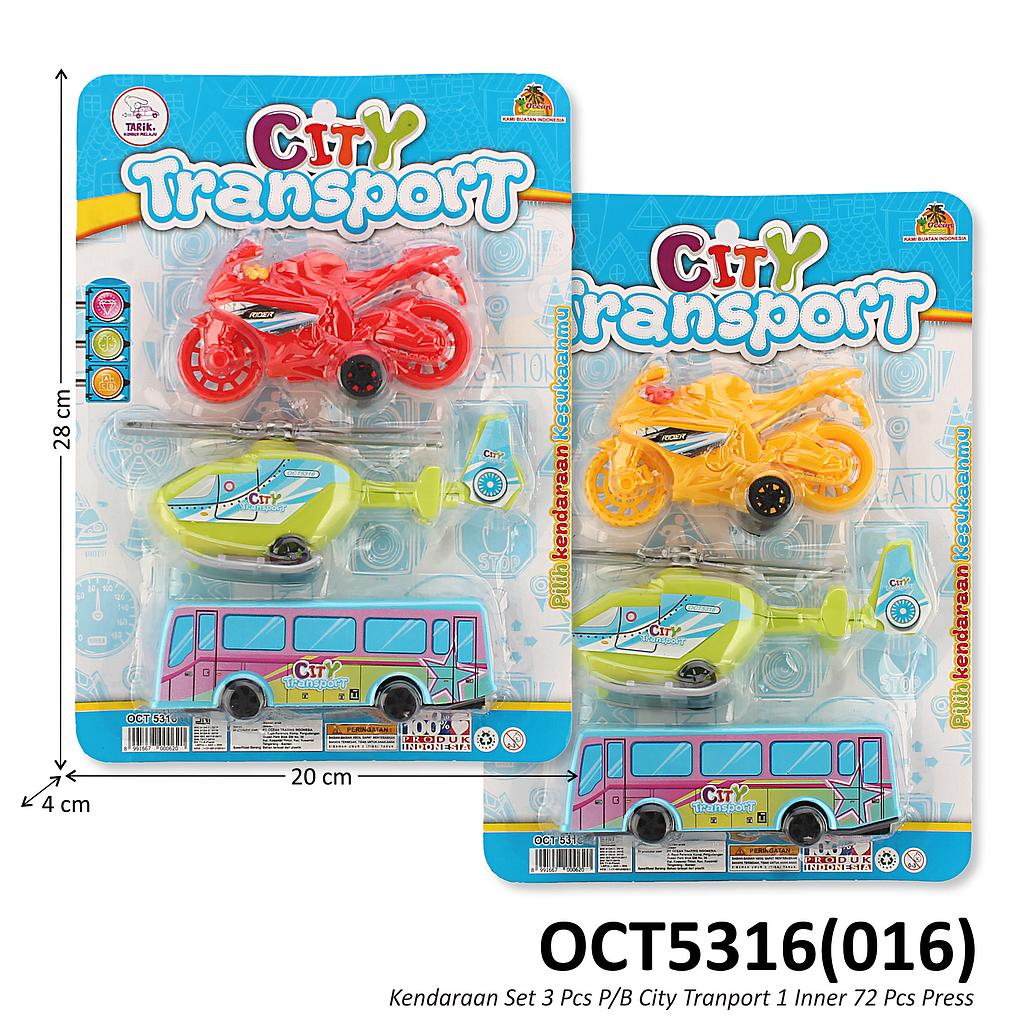 Kendaraan Set 3 Pcs P/B City Tranport 1 Inner 72 Pcs Press @144