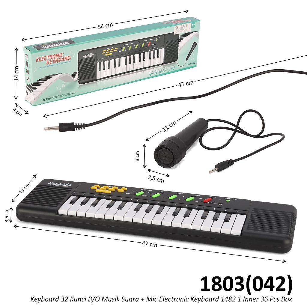 Piano Electronic Keyboard 32 Kunci B/O Musik Suara + Mic 1482 1 Inner 36 Pcs Box @72