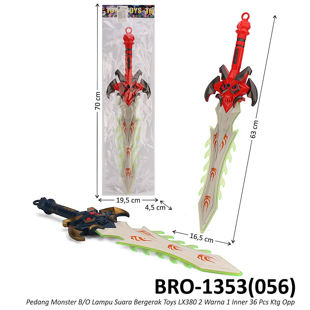 Pedang B/O Monster 63cm B/O Lampu Suara Bergerak Toys LX380 2 Warna 1 Inner 36 Pcs Ktg Opp @72