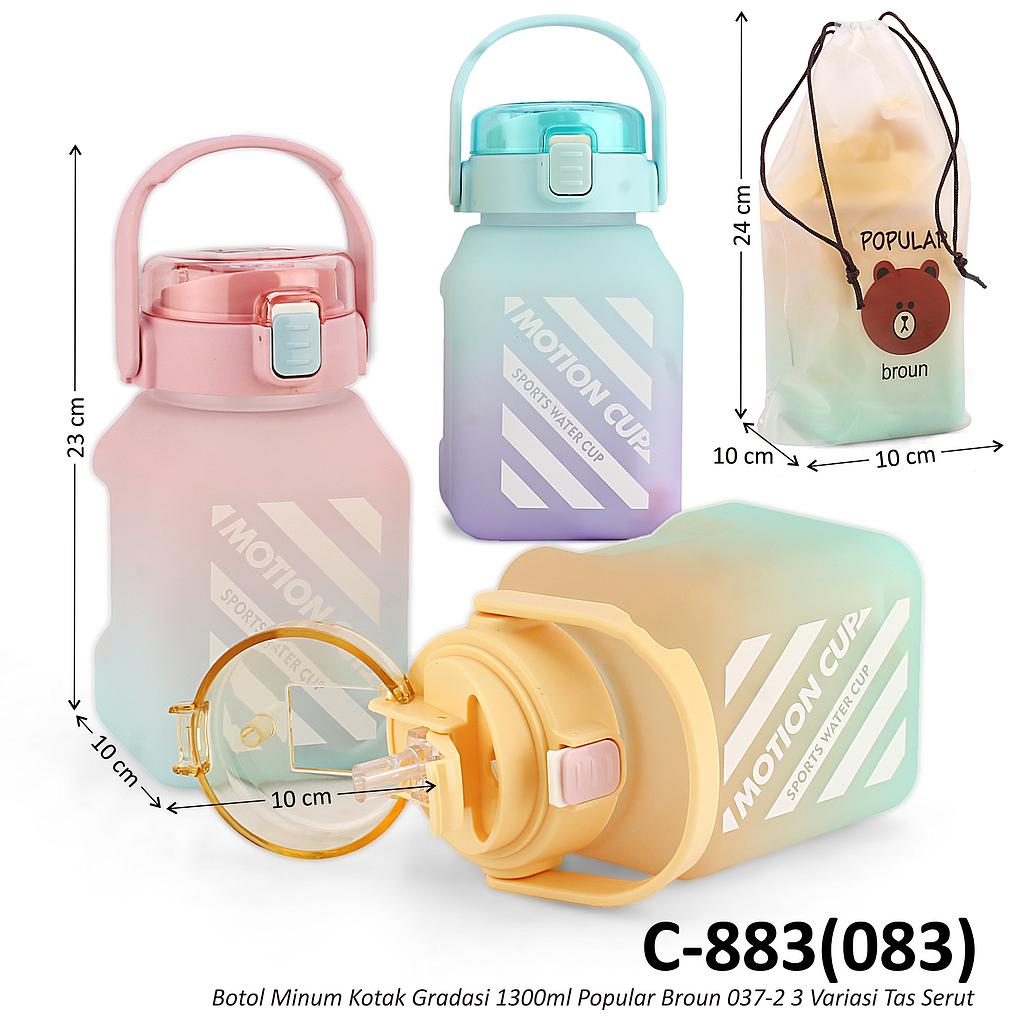 Botol Minum Kotak Gradasi 1300ml Popular Broun 037-2 3 Variasi Tas Serut @48