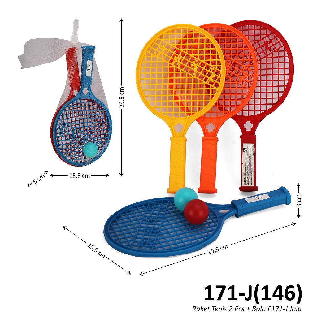 Raket Tenis Plastik 2 Pcs + Bola F171-J Jala @144