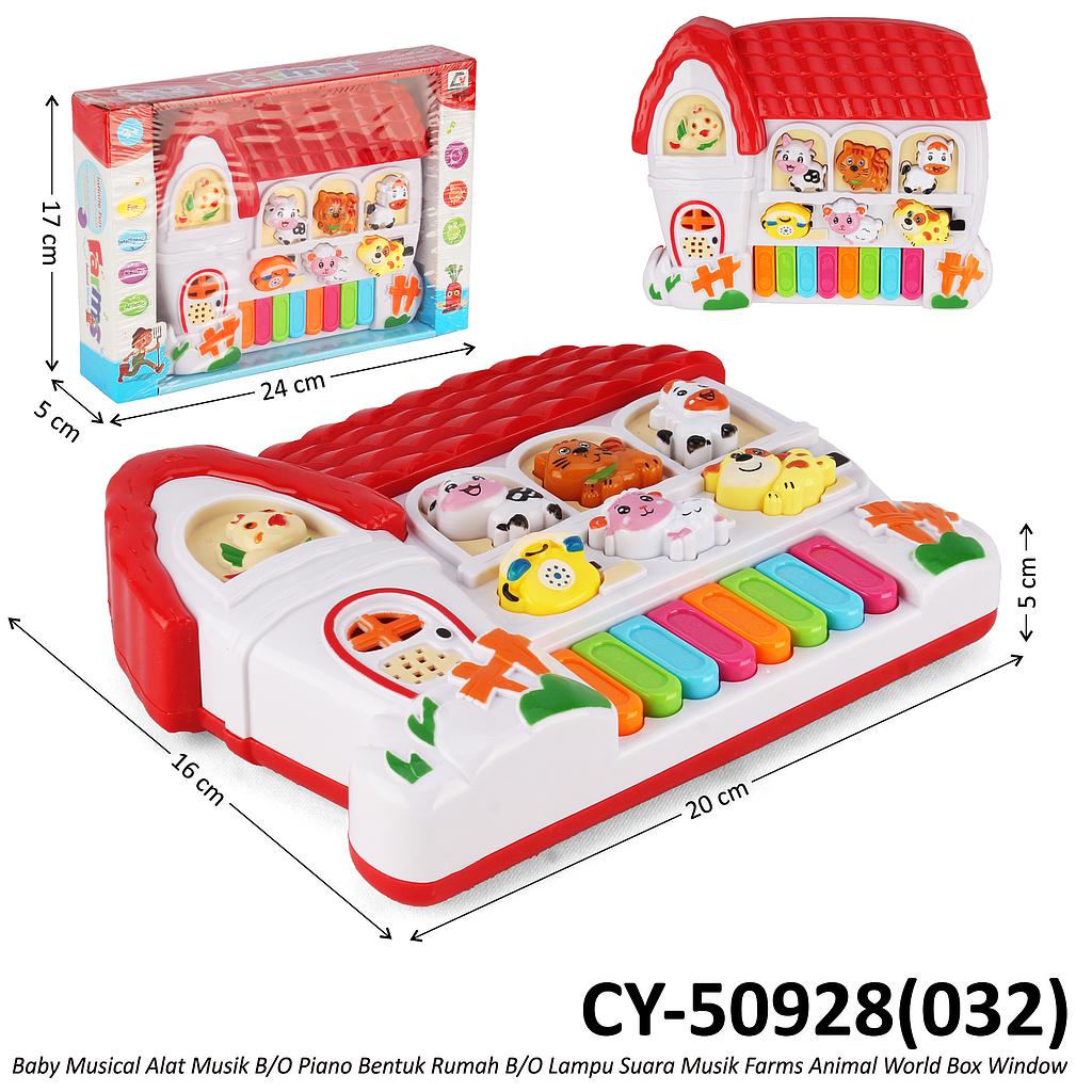 Piano Rumah B/O Suara Musik Lampu Farms Animal World Box Window @72